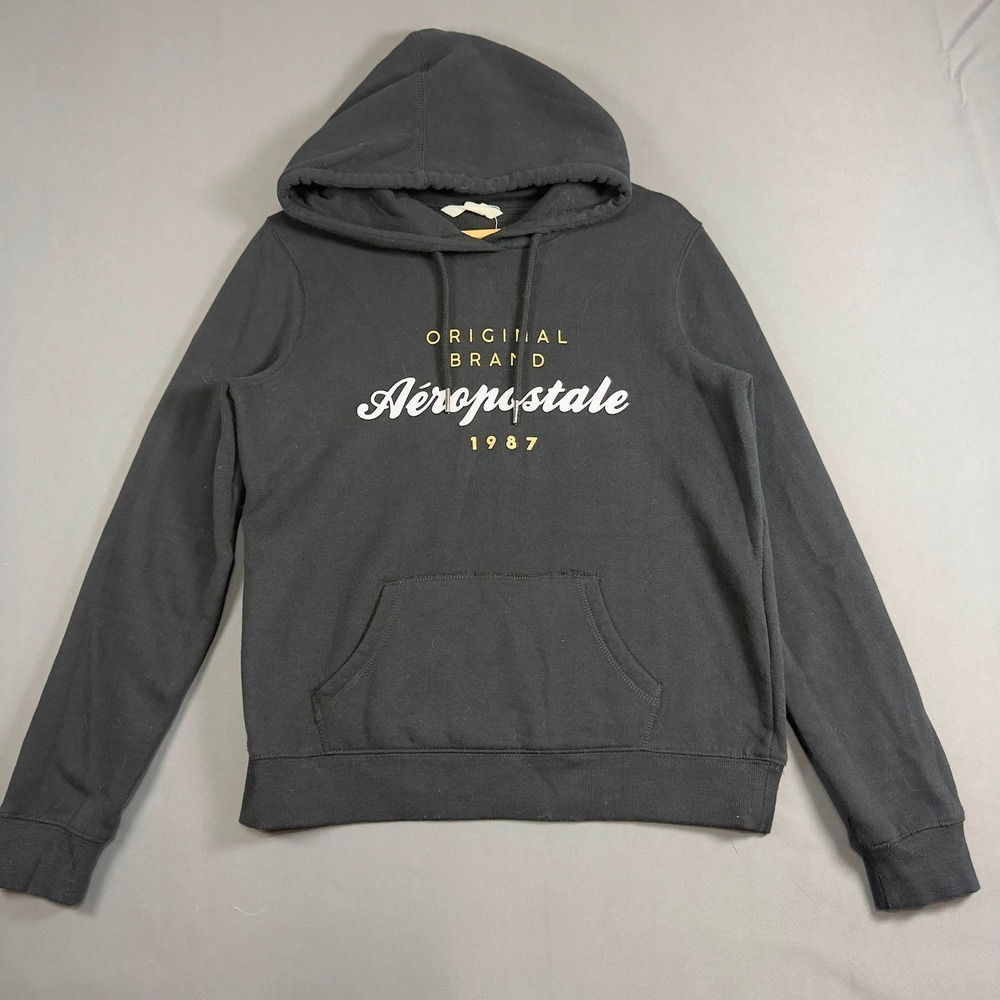 Aeropostale Original Brand 1987 Hoodie Black Graphic Pullover Women's Medium M